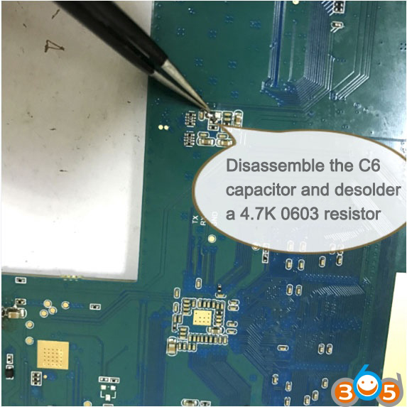 Disassemble The C6 Capacitor And Desolder A 4.7K 0603 Resistor