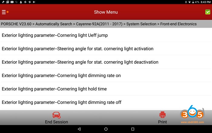 Cayenne 958 Cornering Light Coding Options 01