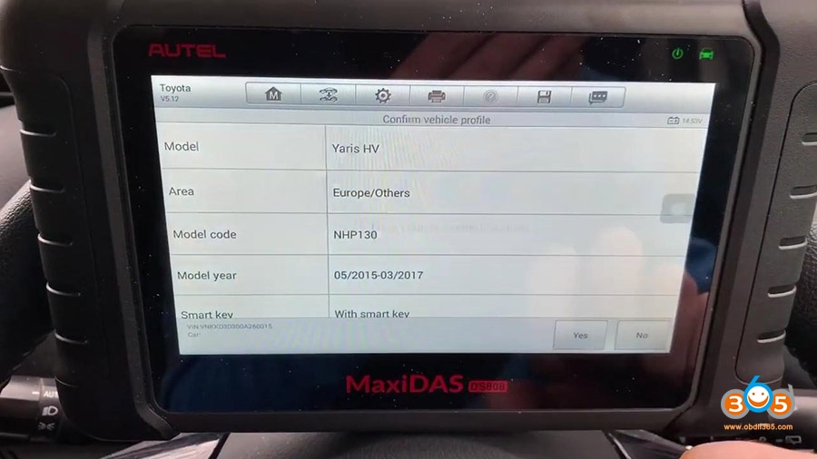 Autel Ds808 Diagnose Toyota Yaris 2012 02