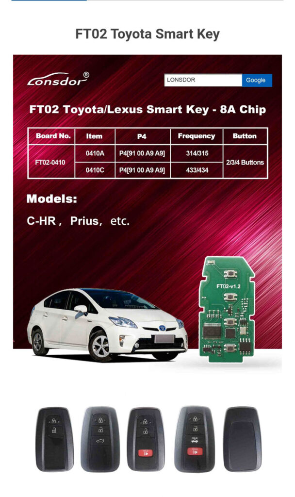 Lonsdor Smart Key Pcb Ft02