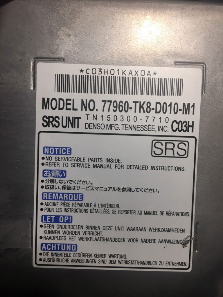 Pinout to Honda Airbag Module R32C R5F64219 Official Blog