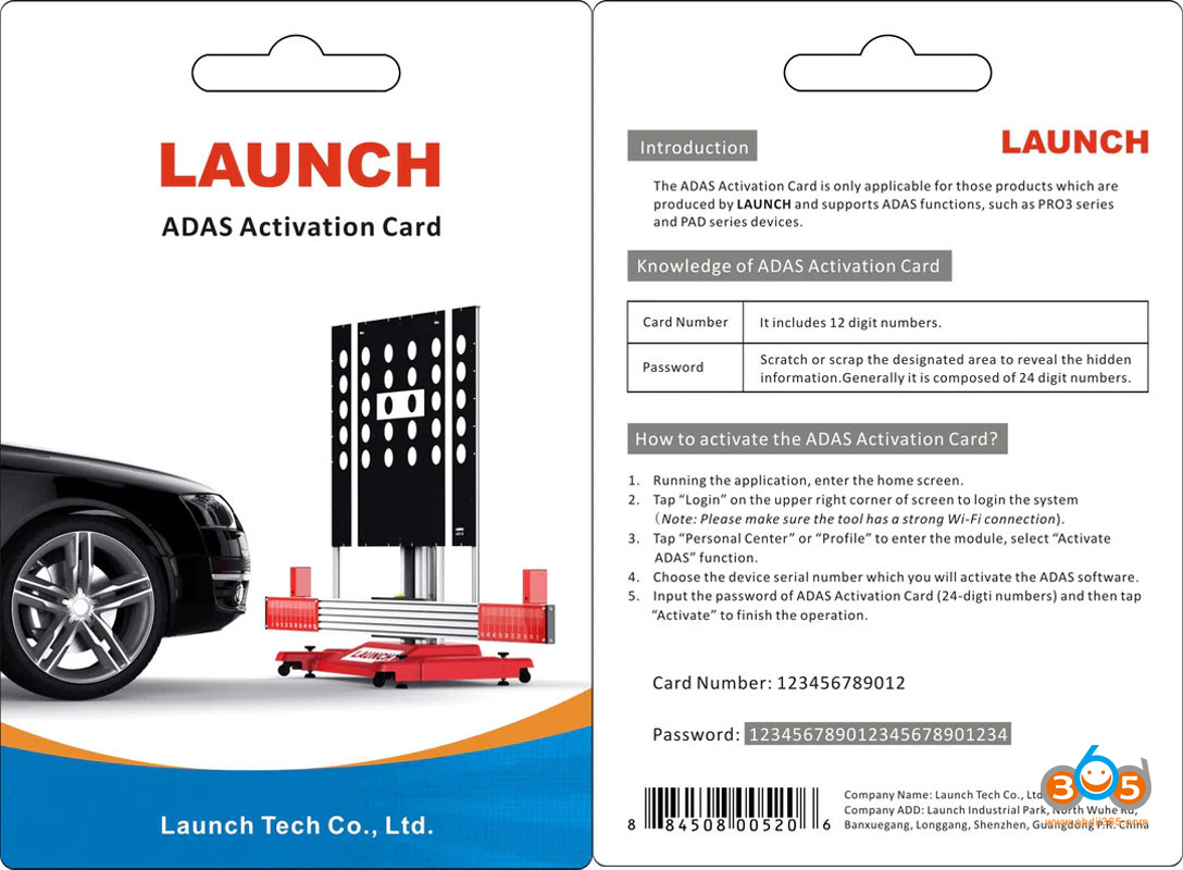 Launch X431 Adas Activation Card 1