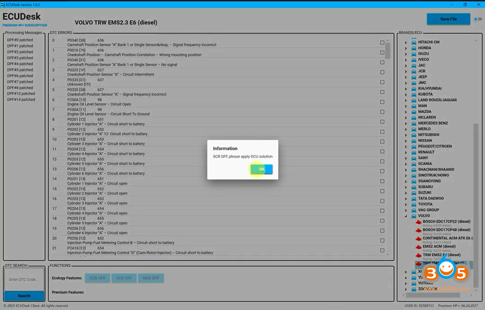 ECUDesk Volvo TRW EMS 2 DPF SCR EGR NOx DTC OFF 3 ECUDesk Volvo TRW EMS 2 DPF SCR EGR NOx DTC OFF 3