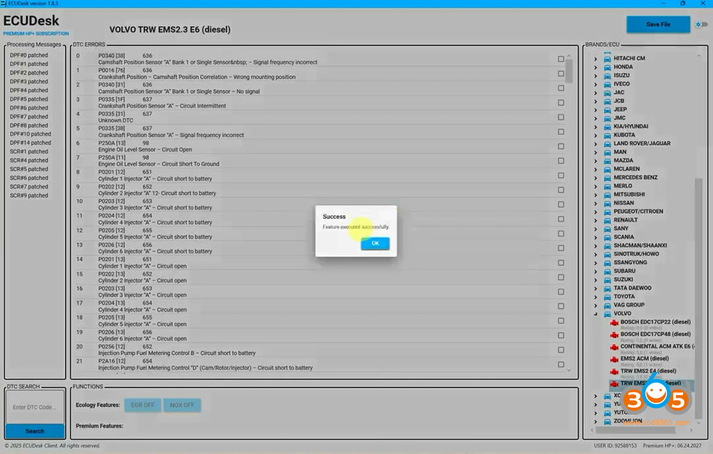 ECUDesk Volvo TRW EMS 2 DPF SCR EGR NOx DTC OFF 4 ECUDesk Volvo TRW EMS 2 DPF SCR EGR NOx DTC OFF 4